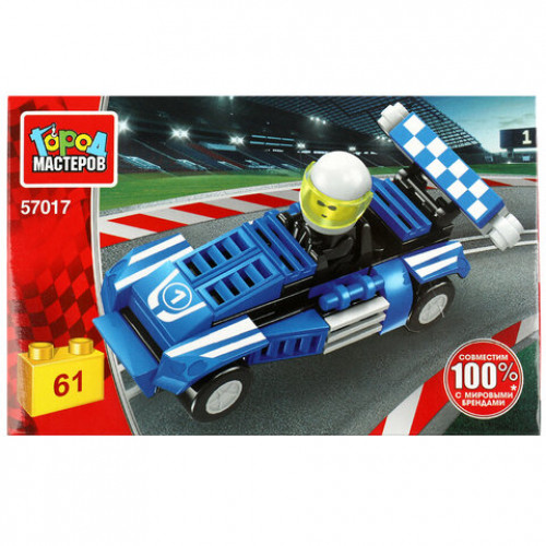 Конструктор пластиковый СПОРТКАР, 40 - 61 деталь, ассорти, ГОРОД МАСТЕРОВ