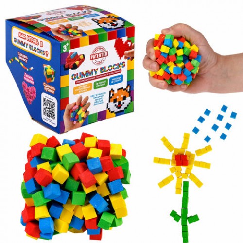 Конструктор-пластилин GUMMY BLOCKS, разноцветные детали, 4 цвета, 1TOY, Т23937