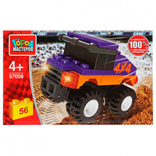 Конструктор пластиковый СПОРТКАР, 40 - 61 деталь, ассорти, ГОРОД МАСТЕРОВ