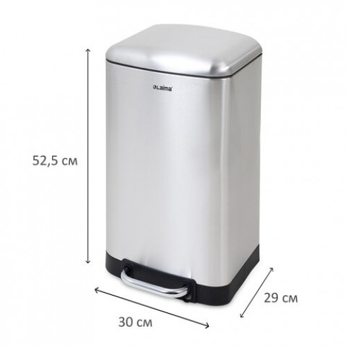 Ведро мусорное с педалью 20л, крышка с доводчиком, стальное БЕЗ ОТПЕЧАТКОВ, LAIMA ULT, 701570