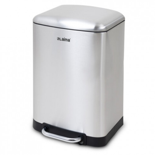 Ведро мусорное с педалью 12л, крышка с доводчиком, стальное БЕЗ ОТПЕЧАТКОВ, LAIMA ULTA, 701568
