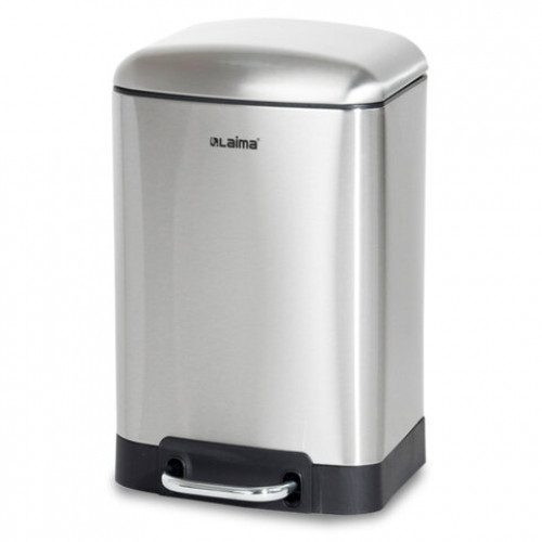 Ведро мусорное с педалью 6л, крышка с доводчиком, стальное БЕЗ ОТПЕЧАТКОВ, LAIMA ULTRA, 701567