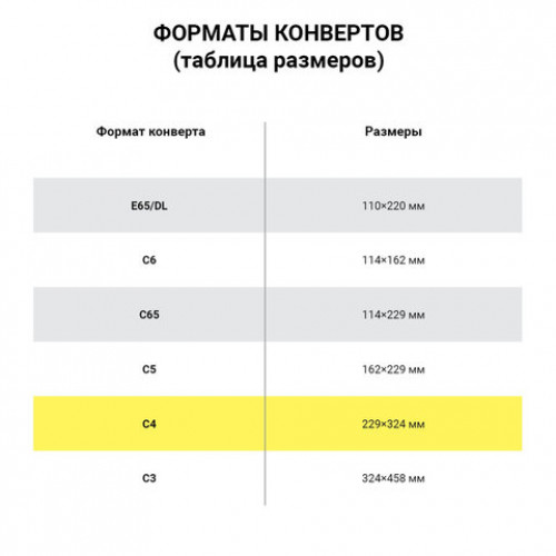 Конверты С4 (229х324 мм) ПРАВОЕ ОКНО, отрывная лента, 90 г/м2, КОМПЛЕКТ 500 шт., внутренняя запечатка, 121102