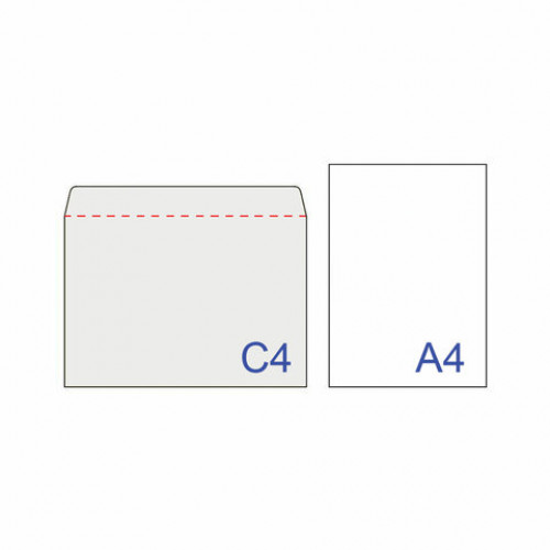 Конверты С4 (229х324 мм), отрывная лента, 100 г/м2, КОМПЛЕКТ 50 шт., BRAUBERG, 112184, С4НКс-50