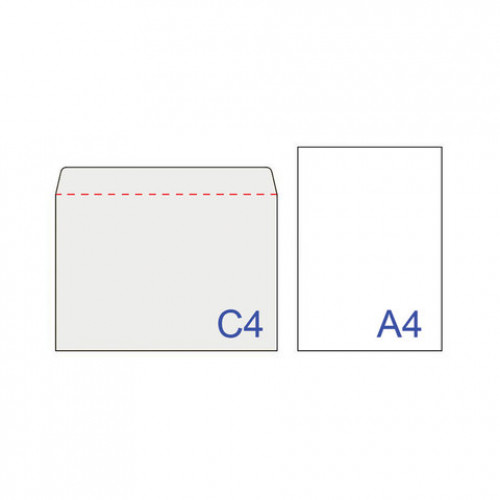 Конверты С4 (229х324 мм), отрывная лента, 100 г/м2, КОМПЛЕКТ 500 шт.