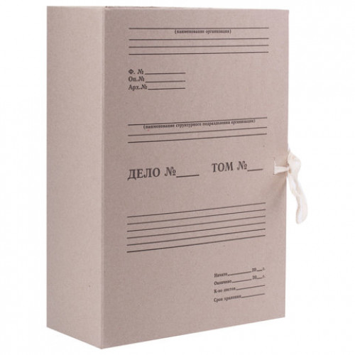 Короб архивный STAFF, 100 мм, переплетный картон, 2 хлопчатобумажные завязки, до 700 листов, 110930