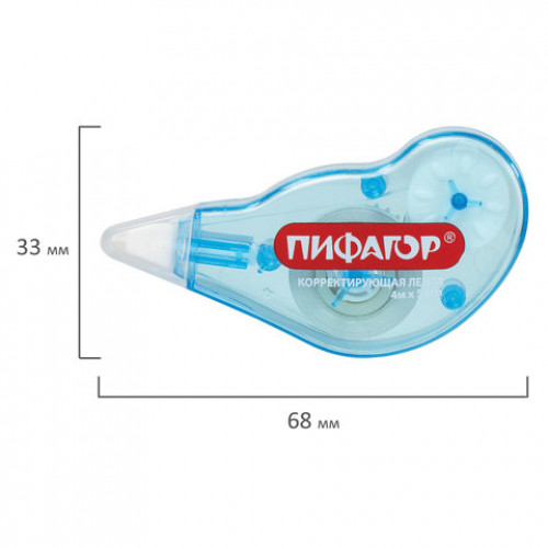 Корректирующая лента ПИФАГОР 5 мм х 4 м, корпус ассорти, механизм перемотки, блистер, 227803