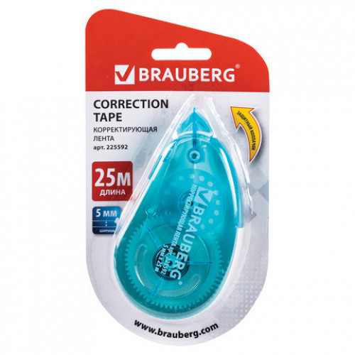 Корректирующая лента BRAUBERG Maxi, увеличенная длина 5 мм х 25 м, белый/синий корпус, блистер, 225592