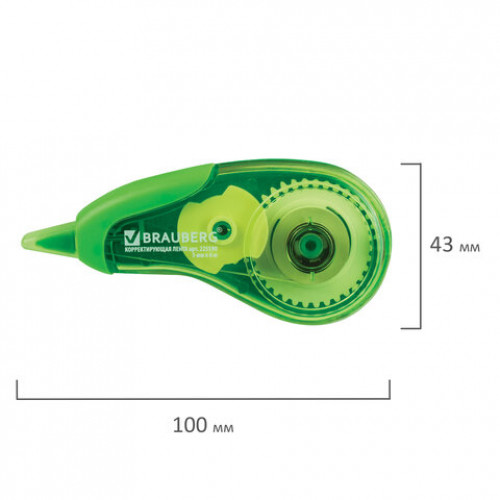 Корректирующая лента BRAUBERG Design One, 5 мм х 6 м, зеленый корпус, в блистере, 225590