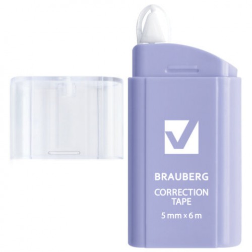 Корректирующая лента BRAUBERG COMPACT PASTEL, 5 мм х 6 м, корпус ассорти, блистер, 272495