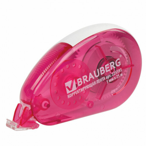 Корректирующая лента BRAUBERG Maxi, увеличенная длина 5 мм х 25 м, белый/красный корпус, блистер, 225593