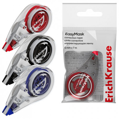 Корректирующая лента ERICH KRAUSE Easy Mask 5 мм х 7м, корпус ассорти, европодвес, 53195