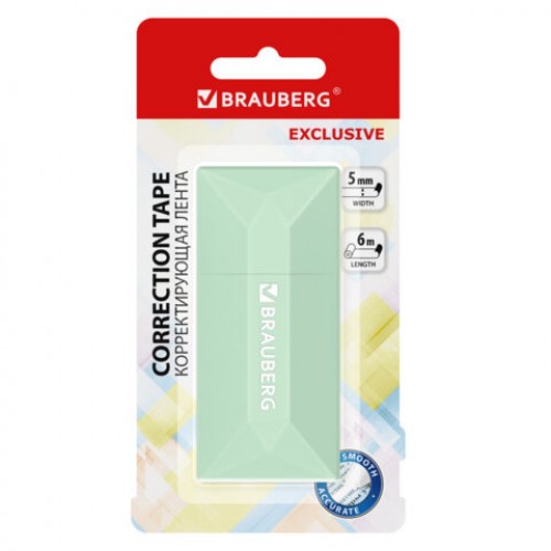 Корректирующая лента BRAUBERG EXCLUSIVE, 5 мм х 6 м, ассорти, блистер, 273022, Код 1C