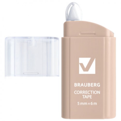 Корректирующая лента BRAUBERG COMPACT PASTEL, 5 мм х 6 м, корпус ассорти, блистер, 272495