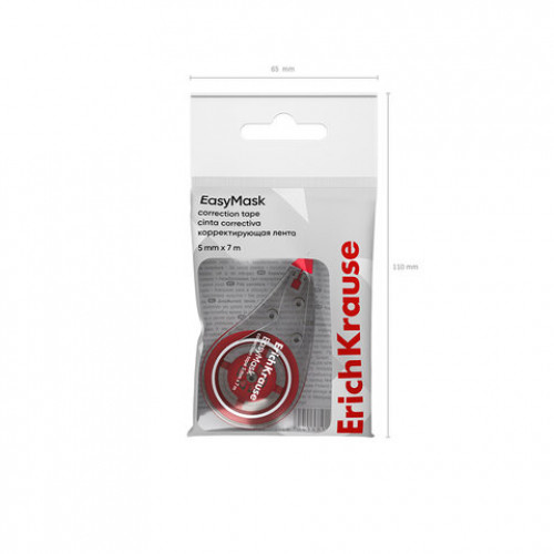 Корректирующая лента ERICH KRAUSE Easy Mask 5 мм х 7м, корпус ассорти, европодвес, 53195
