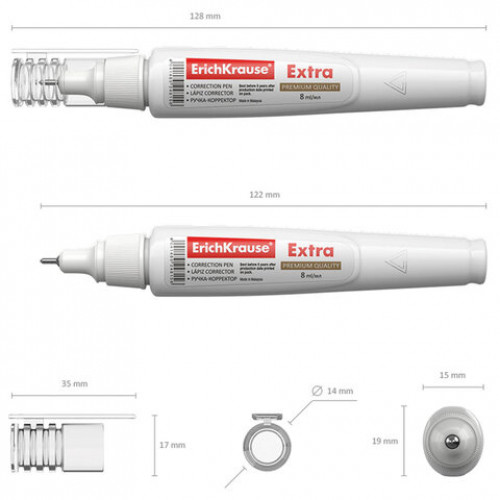 Ручка-корректор ERICH KRAUSE Extra, 8 мл, металлический наконечник, 24815