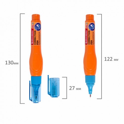 Ручка-корректор 10 мл ВЫГОДНАЯ УПАКОВКА, КОМПЛЕКТ 3 штуки BRAUBERG MIX, 271921