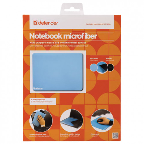 Коврик для мыши DEFENDER Notebook microfiber, микрофибра+sbr, 300х225х1,2 мм, 2 цвета, 50709