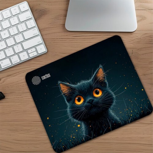 Коврик для мыши CACTUS Black Cat, 250x200x3 мм, CS-MP-D09S