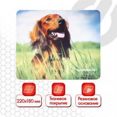 Коврик для мыши SONNEN BUDDY, резина + ткань, 220х180х3 мм, 513311