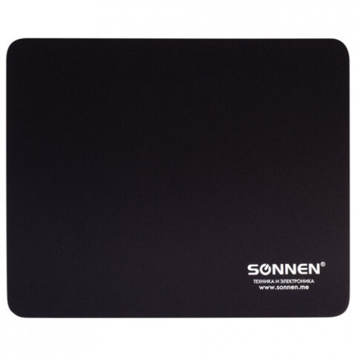 Коврик для мыши SONNEN BLACK, резина + ткань, 220х180х3 мм, 513309