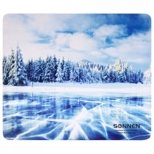 Коврик для мыши SONNEN WINTER, резина + ткань, 260х220х3 мм, 513295