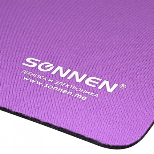 Коврик для мыши SONNEN PURPLE, резина + ткань, 220х180х3 мм, 513307