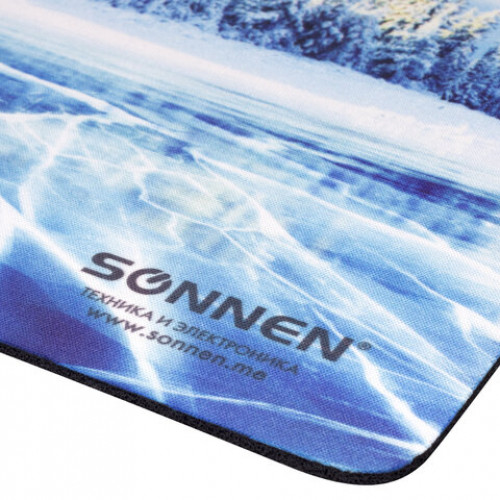 Коврик для мыши SONNEN WINTER, резина + ткань, 260х220х3 мм, 513295