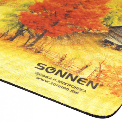 Коврик для мыши SONNEN FALL, резина + ткань, 260х220х3 мм, 513297