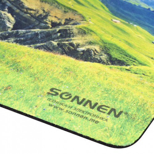 Коврик для мыши SONNEN MOUNTAINS, резина + ткань, 260х220х3 мм, 513298