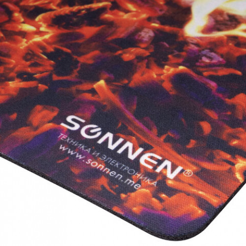 Коврик для мыши SONNEN FIRE, резина + ткань, 220х180х3 мм, 513292