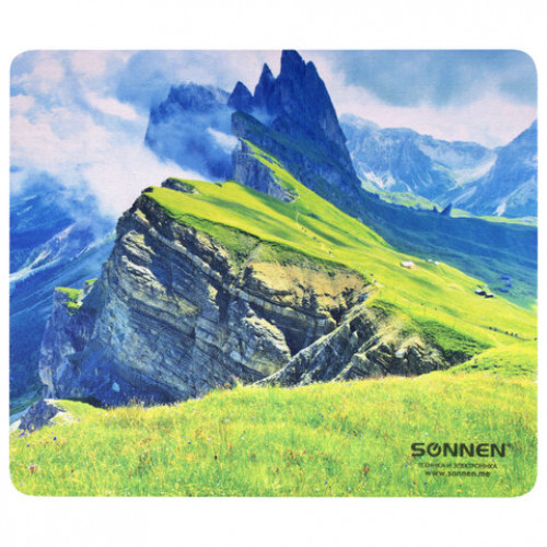 Коврик для мыши SONNEN MOUNTAINS, резина + ткань, 260х220х3 мм, 513298
