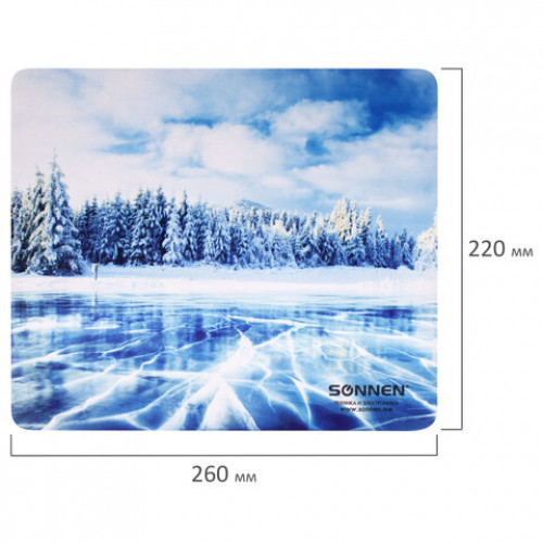 Коврик для мыши SONNEN WINTER, резина + ткань, 260х220х3 мм, 513295