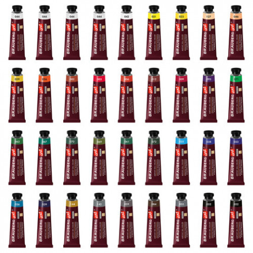 Краски масляные художественные НАБОР PREMIERE 36 штук 32 цвета!, в тубах 22 мл, BRAUBERG ART, 192009