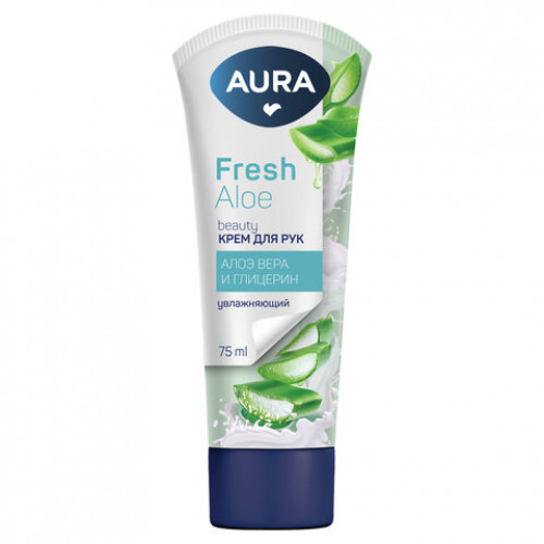 Крем для рук увлажняющий 75 мл, AURA BEAUTY Алоэ вера и глицерин, 14858