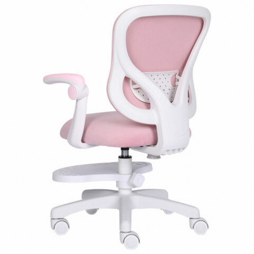 Кресло детское с подставкой для ног BRABIX Sky MG-206, велюр, розовое, 533154