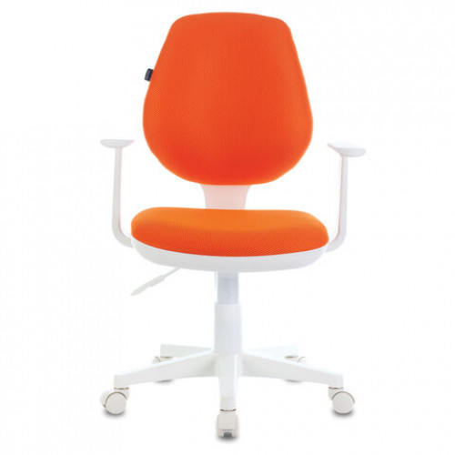 Кресло BRABIX Fancy MG-201W, с подлокотниками, пластик белый, оранжевое, 532410, MG-201W_532410