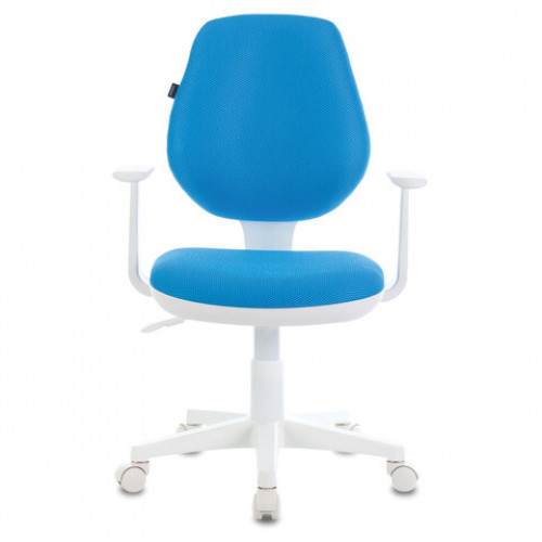 Кресло BRABIX Fancy MG-201W, с подлокотниками, пластик белый, голубое, 532411, MG-201W_532411