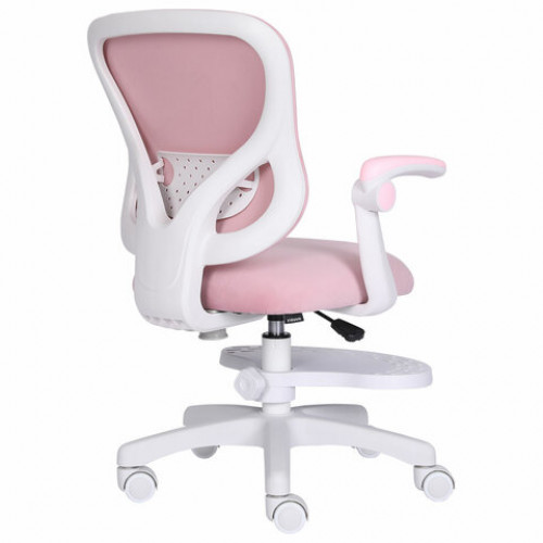 Кресло детское с подставкой для ног BRABIX Sky MG-206, велюр, розовое, 533154