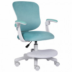 Кресло детское с подставкой для ног BRABIX Sky MG-206, велюр, голубое, 533155