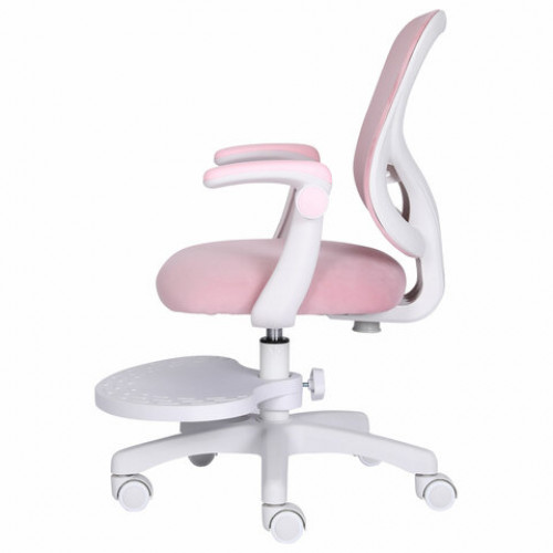 Кресло детское с подставкой для ног BRABIX Sky MG-206, велюр, розовое, 533154