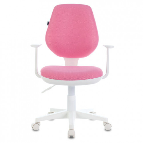 Кресло BRABIX Fancy MG-201W, с подлокотниками, пластик белый, розовое, 532409, MG-201W_532409