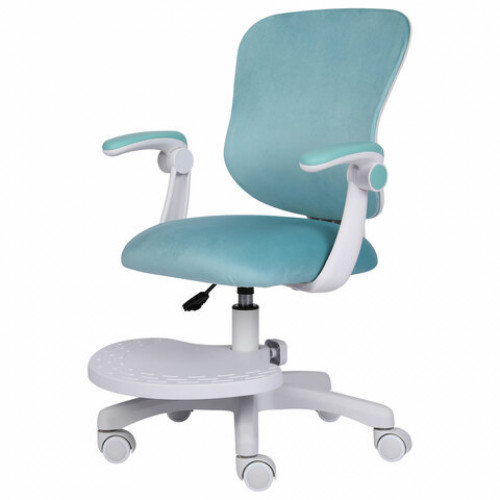 Кресло детское с подставкой для ног BRABIX Sky MG-206, велюр, голубое, 533155