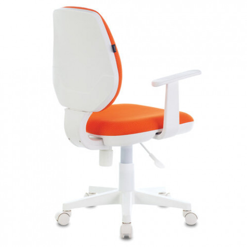 Кресло BRABIX Fancy MG-201W, с подлокотниками, пластик белый, оранжевое, 532410, MG-201W_532410