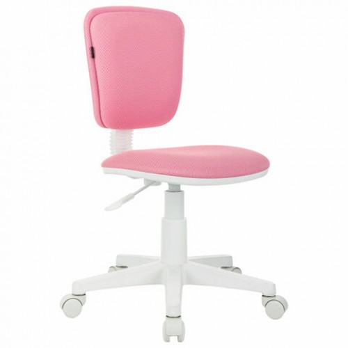 Кресло детское BRABIX Joy MG-204W, без подлокотников, пластик белый, ткань TW, розовое, 533011