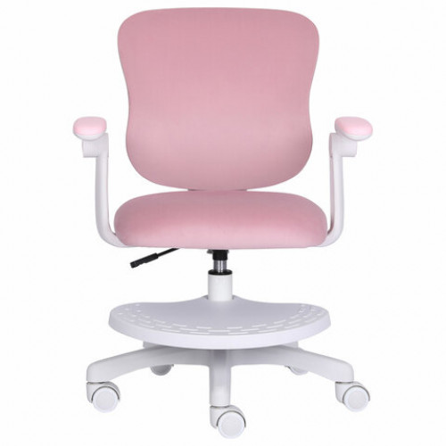 Кресло детское с подставкой для ног BRABIX Sky MG-206, велюр, розовое, 533154