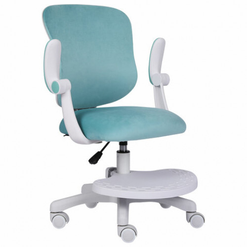 Кресло детское с подставкой для ног BRABIX Sky MG-206, велюр, голубое, 533155