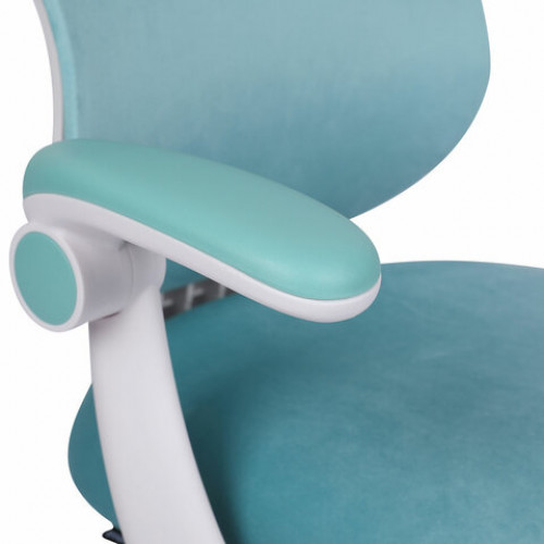 Кресло детское с подставкой для ног BRABIX Sky MG-206, велюр, голубое, 533155