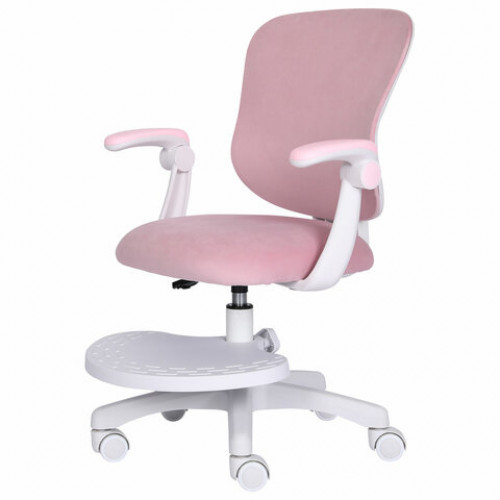 Кресло детское с подставкой для ног BRABIX Sky MG-206, велюр, розовое, 533154