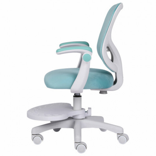 Кресло детское с подставкой для ног BRABIX Sky MG-206, велюр, голубое, 533155